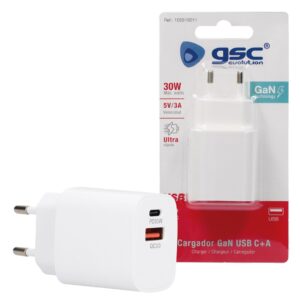 cargador usb+ c petaca 30w 5v/ 3a carga rapida